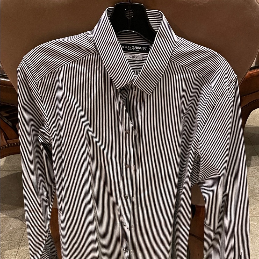 Dolce & Gabbana Men's Shirt with Black and White Stripes